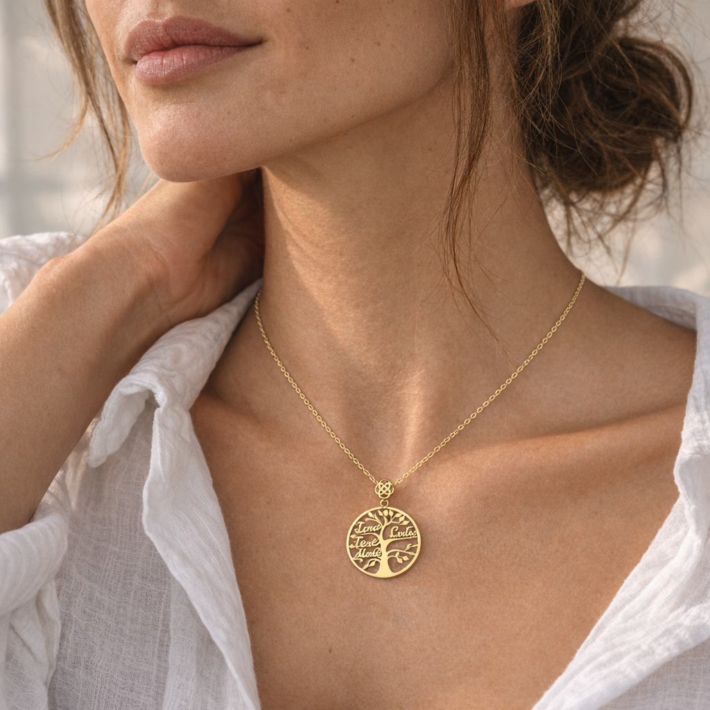 Collar Árbol de Vida de Oro 18K Personalizado - joya puesta | Customima