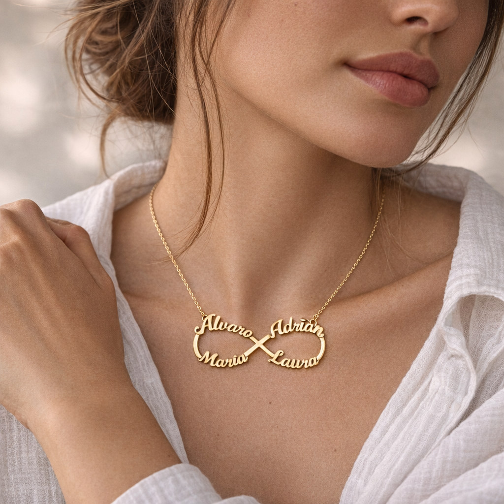 Collar Infinito de Oro 18K y Oro 9K Personalizado - joya puesta | Customima