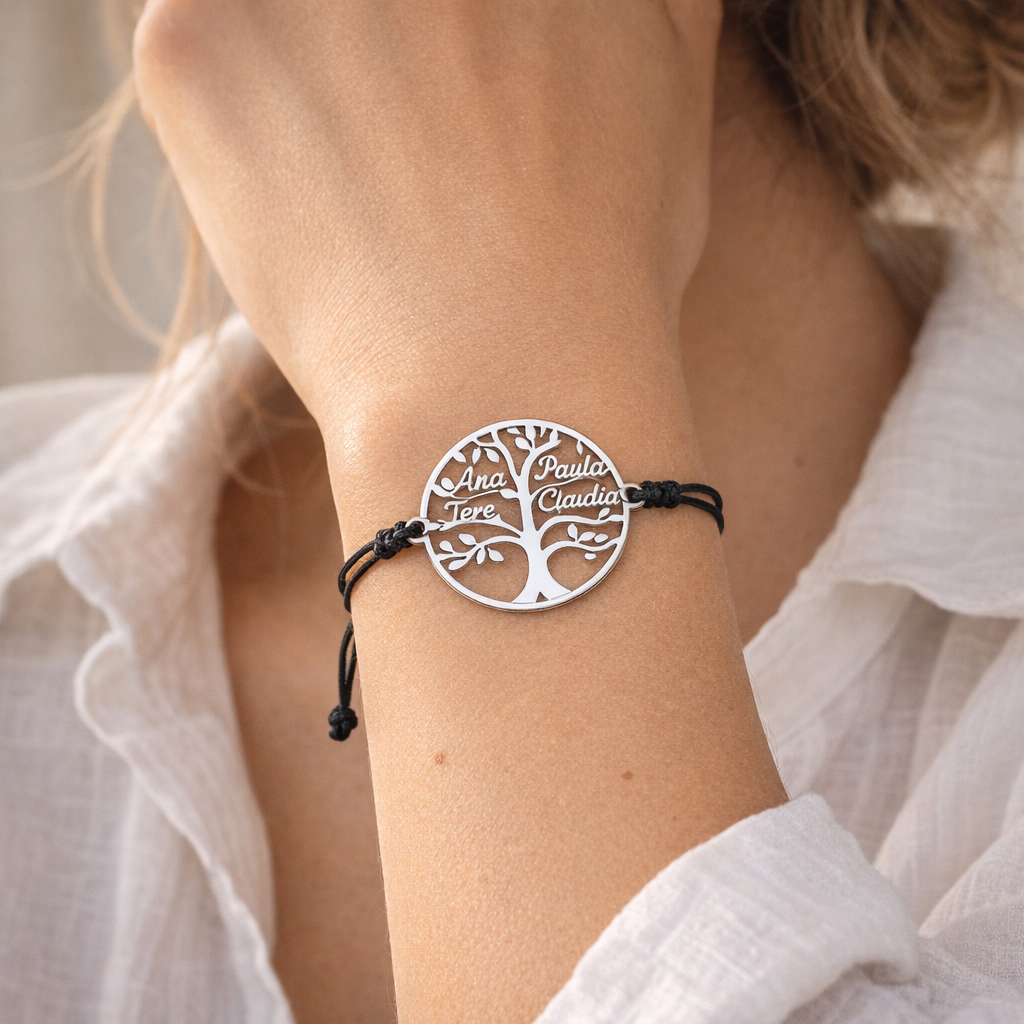 Pulsera Árbol de la Vida de Plata 925 con Nombres - joya puesta | Customima