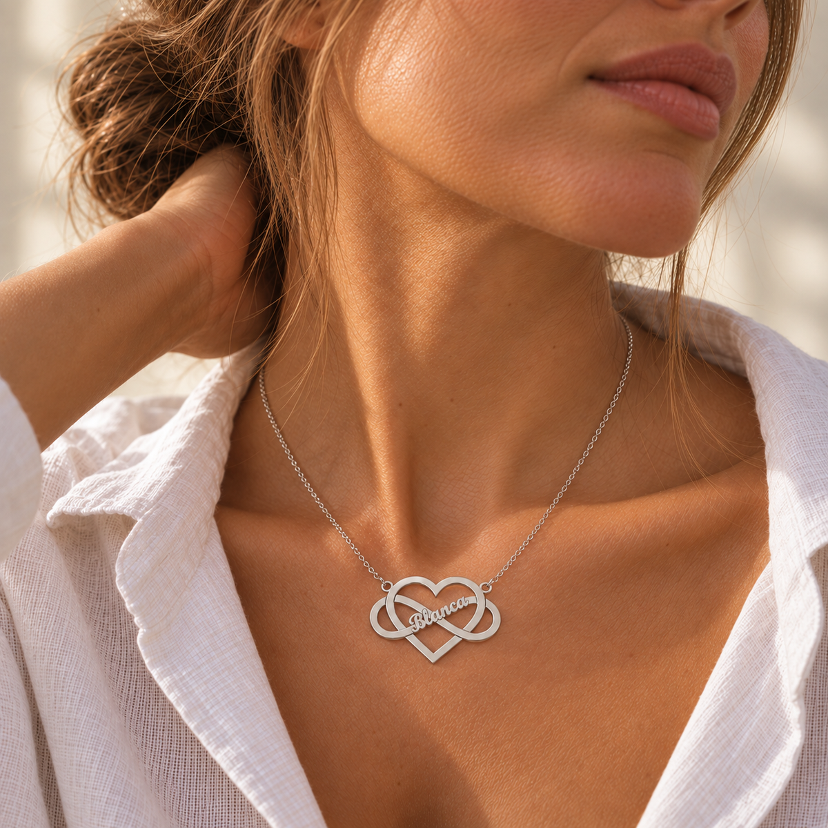 Collar Corazón Infinito de Plata 925 Personalizado - joya puesta | Customima
