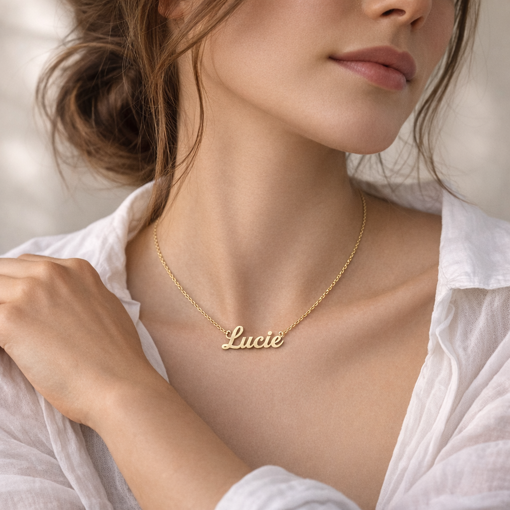 Collar Circonita de Oro 18K con Nombre Grabado - joya puesta | Customima