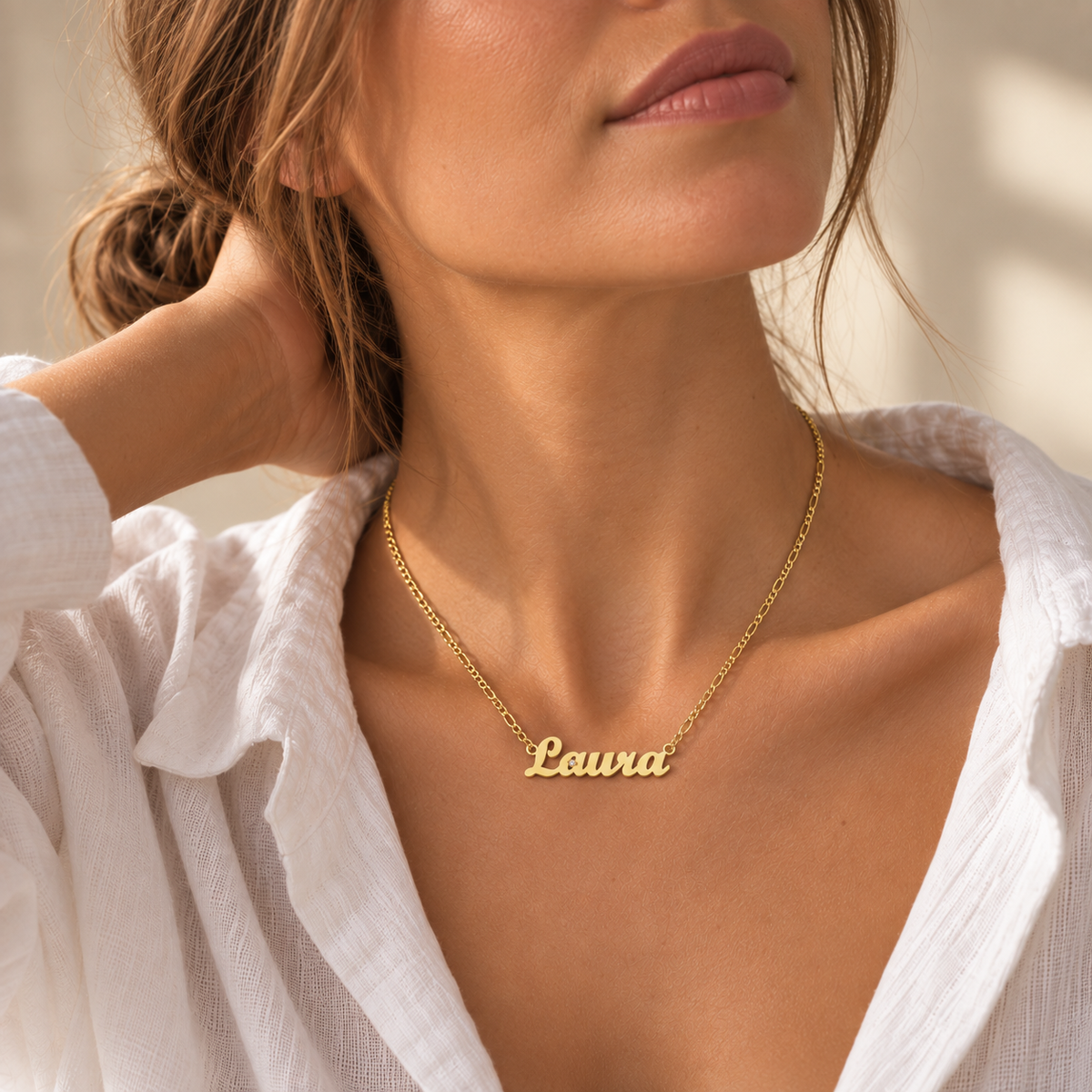 Collar Shine 3x1 de Oro 18K con Nombre Grabado - joya puesta | Customima