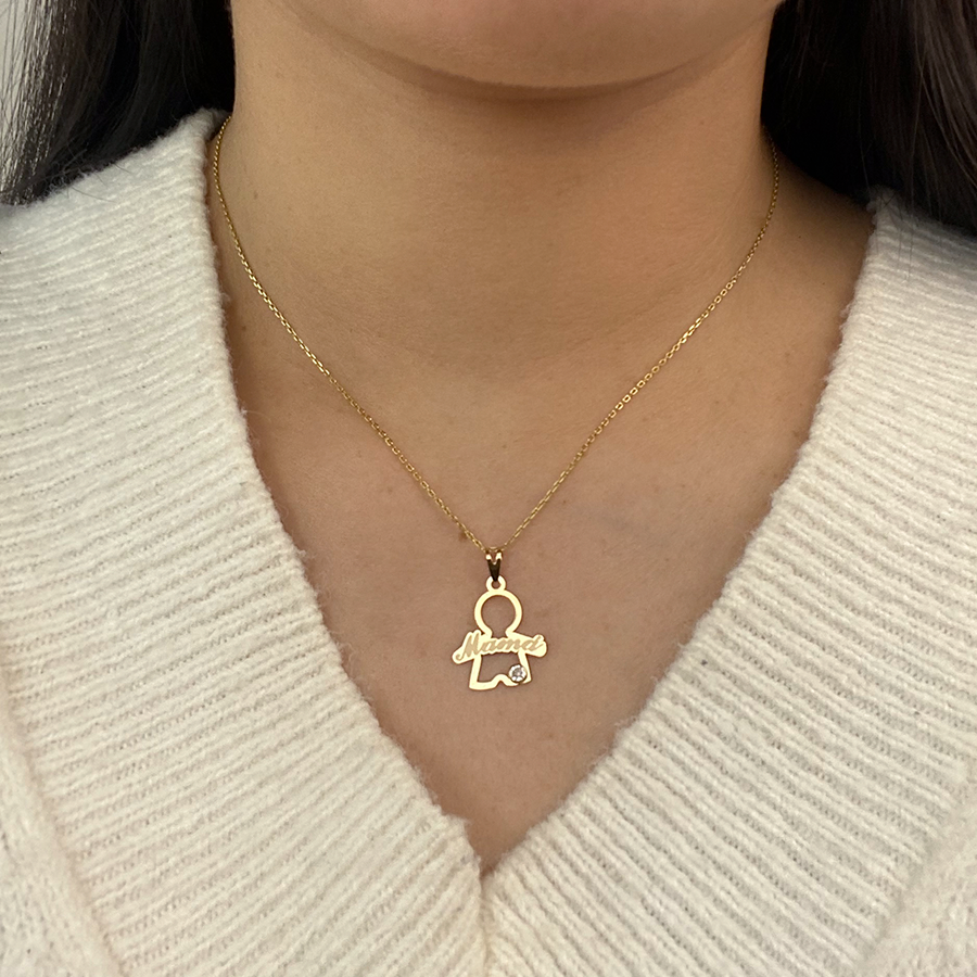 Collar Mamá Niño de Oro Personalizado