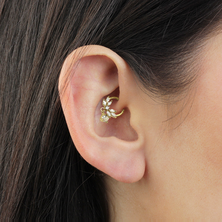 Pendiente piercing Daith Hang plata