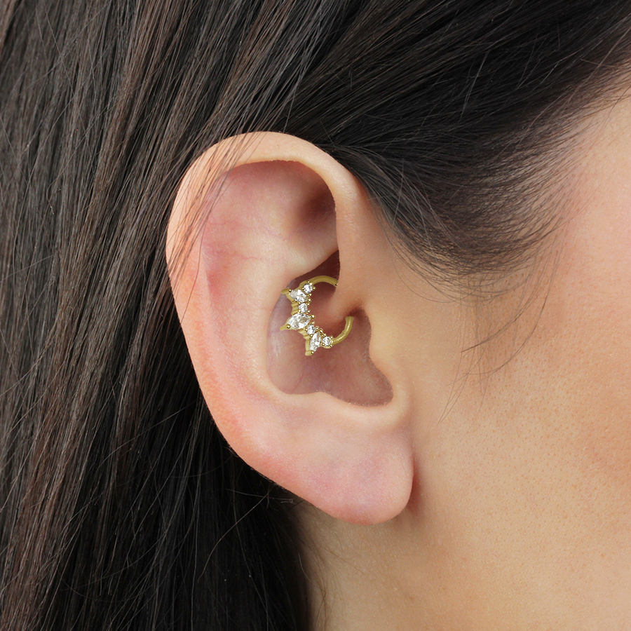 Pendiente piercing Daith Abigail plata