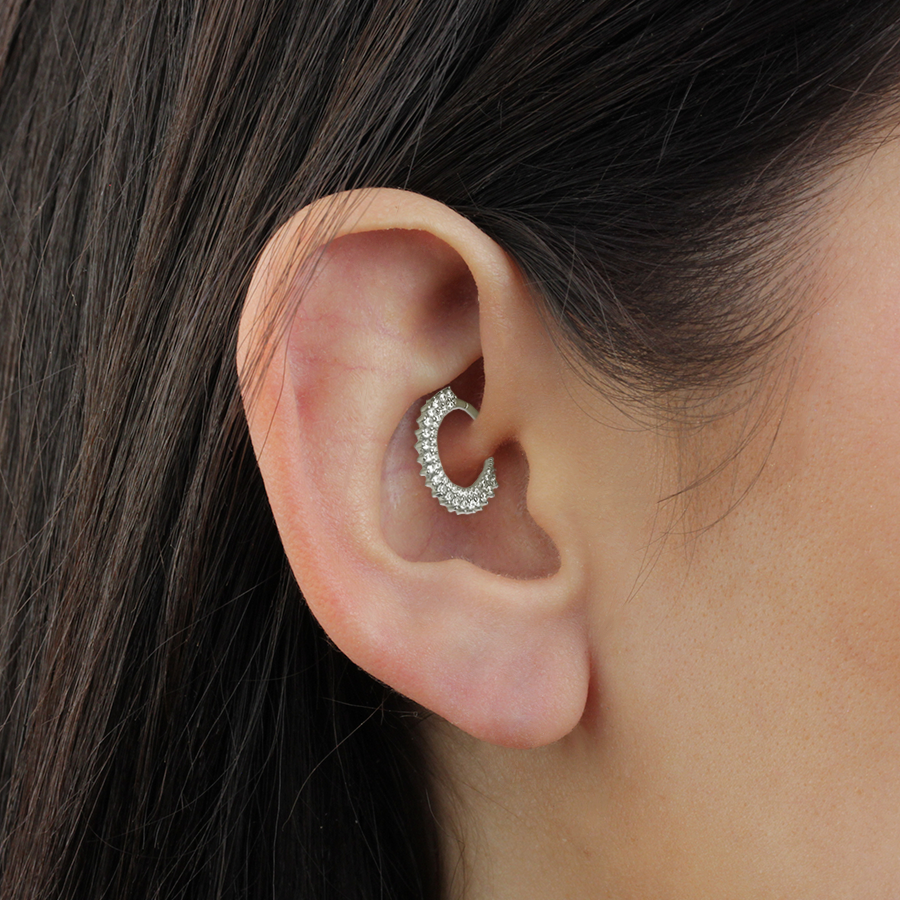 Pendiente piercing Daith Doble plata
