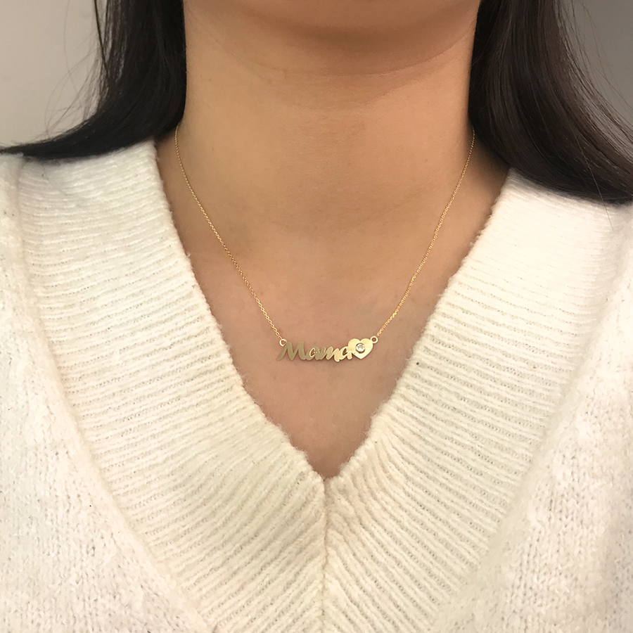 Collar Mamá Corazón Circonita