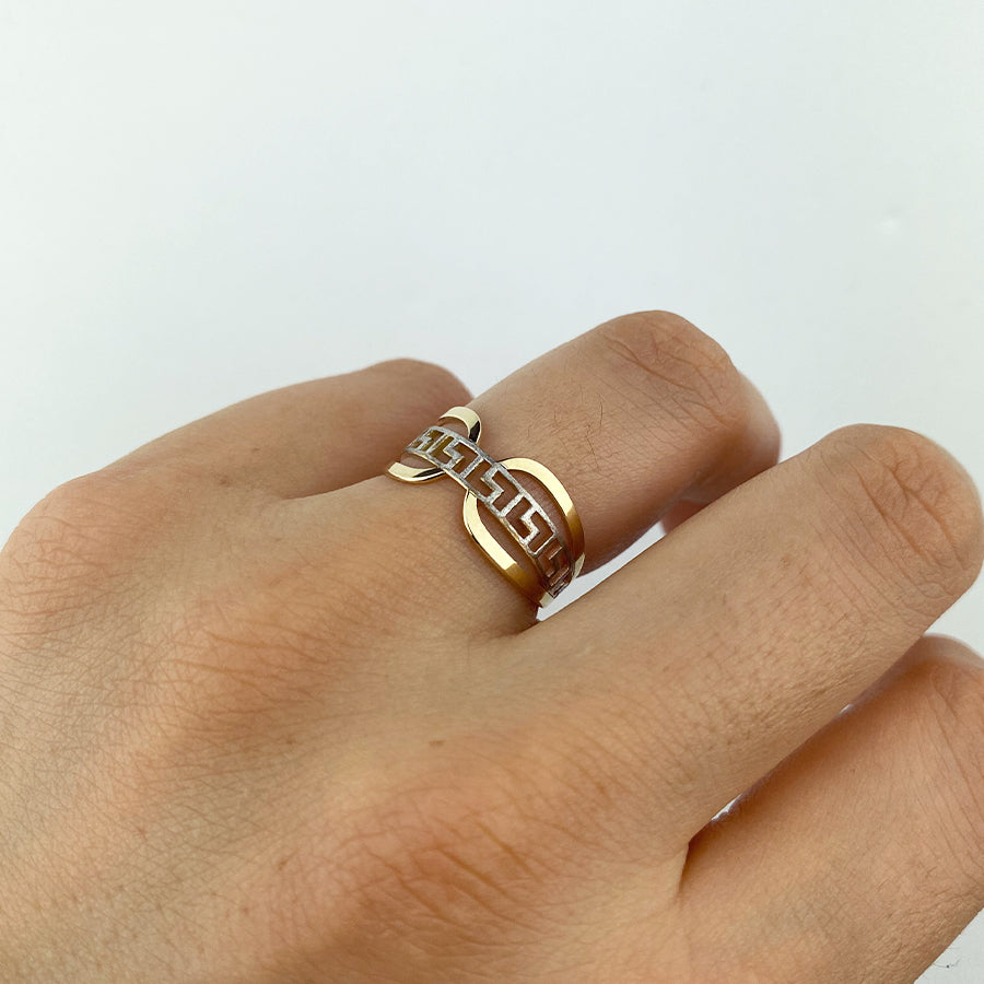 Anillo Style Greca Bicolor