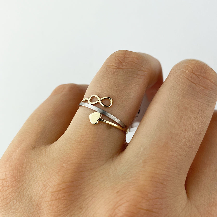 Anillo Corazón Infinito Bicolor
