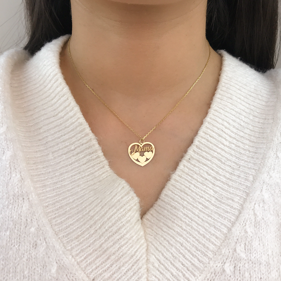 Collar corazón con corazoncitos mamá
