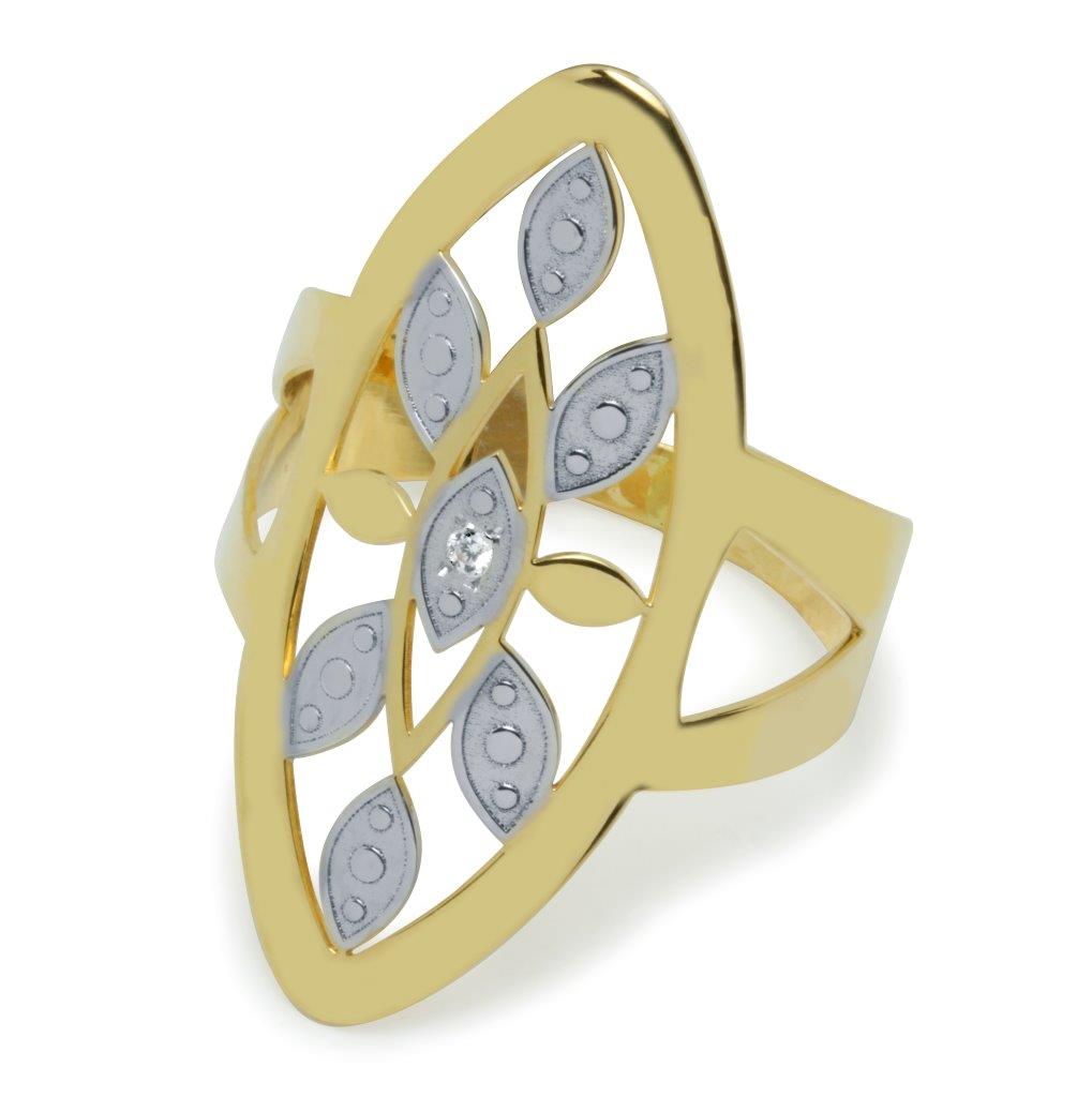 Anillo Lanzadera Leaves Bicolor de Oro