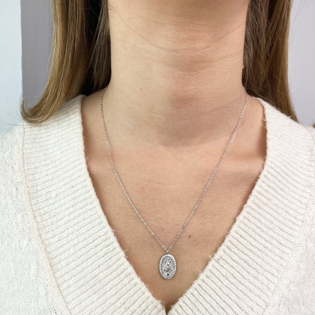 Colgante Escapulario de Plata 925 con Circonitas