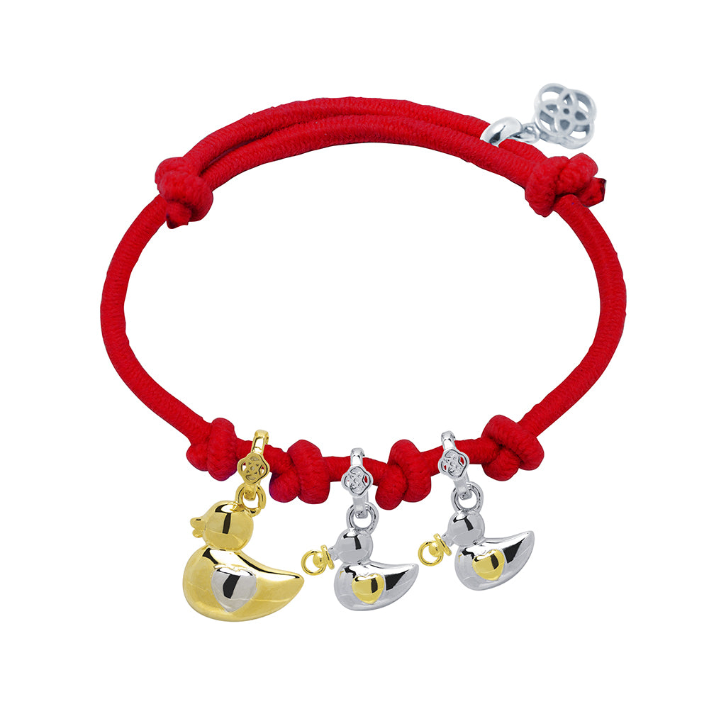 Pulsera Mamá Pata y Patitos de Plata 925 Personalizada