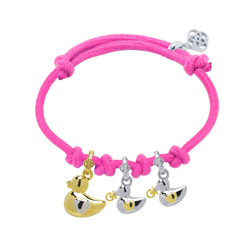Pulsera Mamá Pata y Patitos de Plata 925 Personalizada