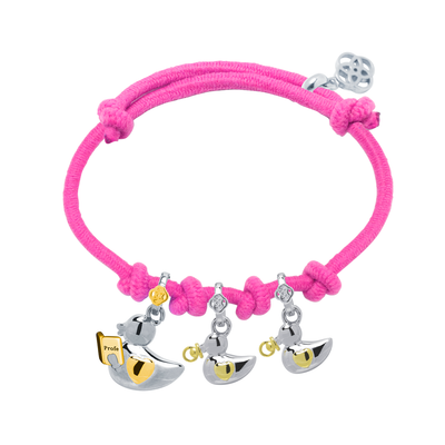 Pulsera Profe Patitos Infantil de Plata 925 con Nombre Grabado