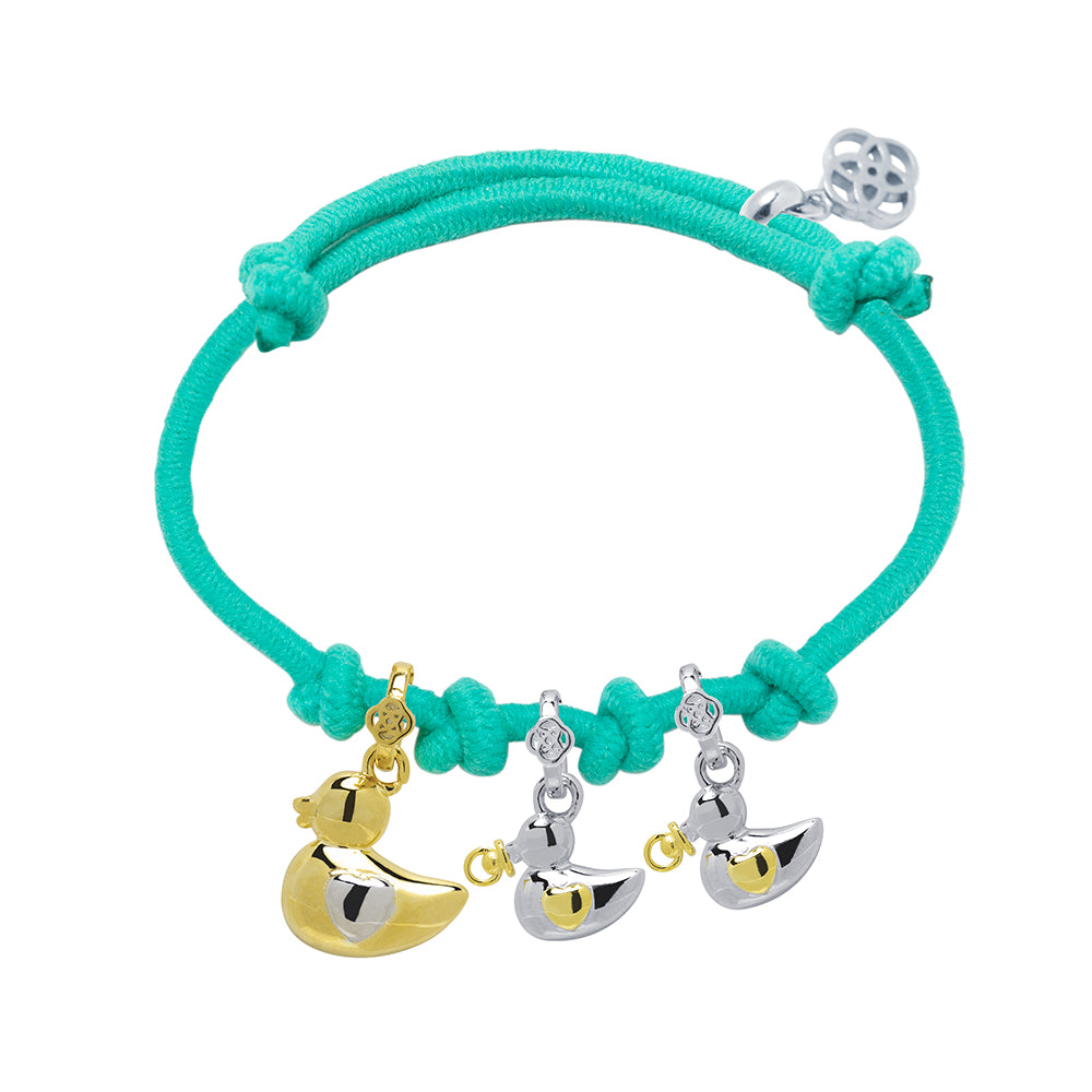 Pulsera Mamá Pata y Patitos de Plata 925 Personalizada