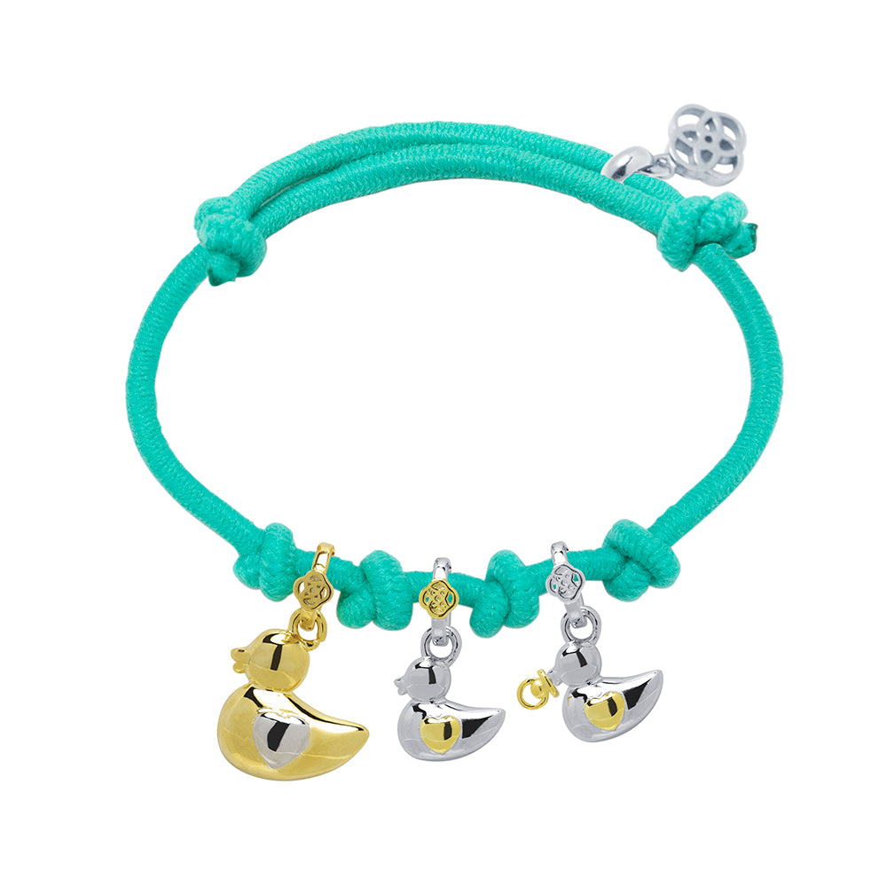 Pulsera Mamá Pata y Patitos de Plata 925 Personalizada