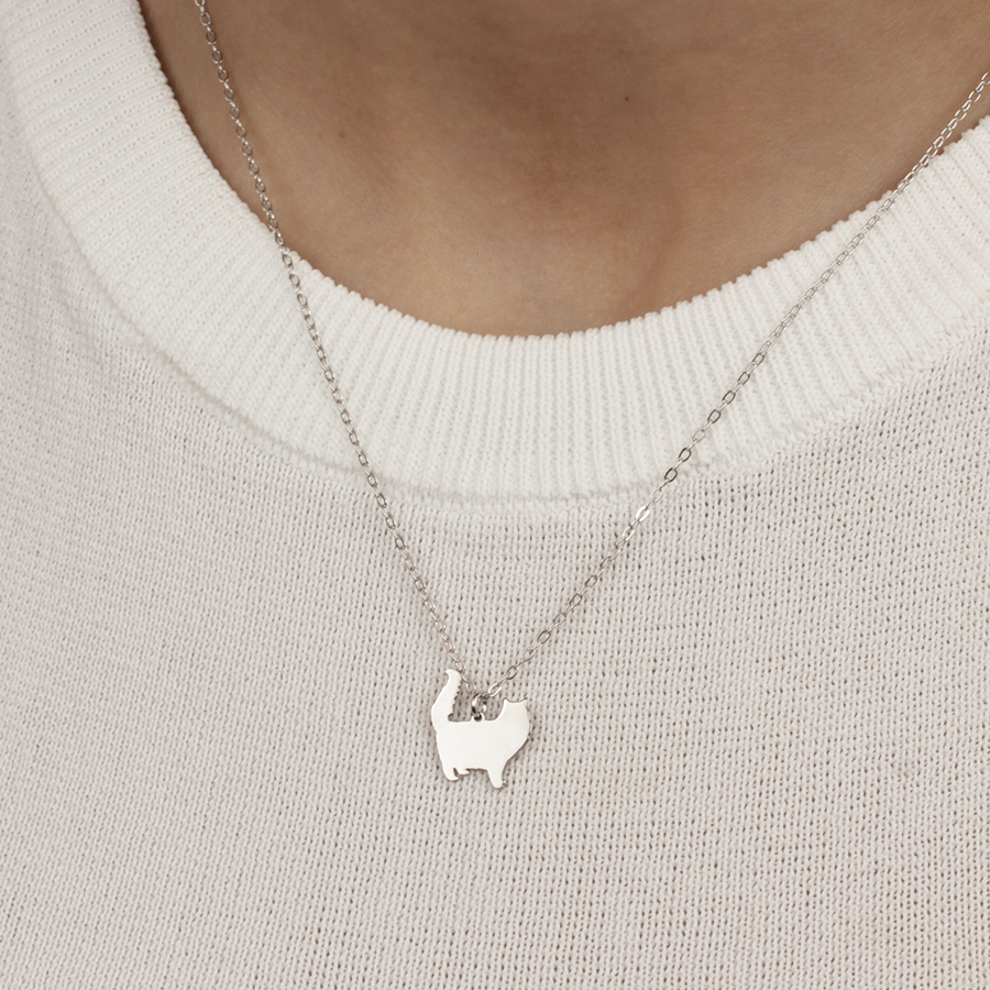 Collar Gato con Pelo Largo de Plata 925 Personalizado