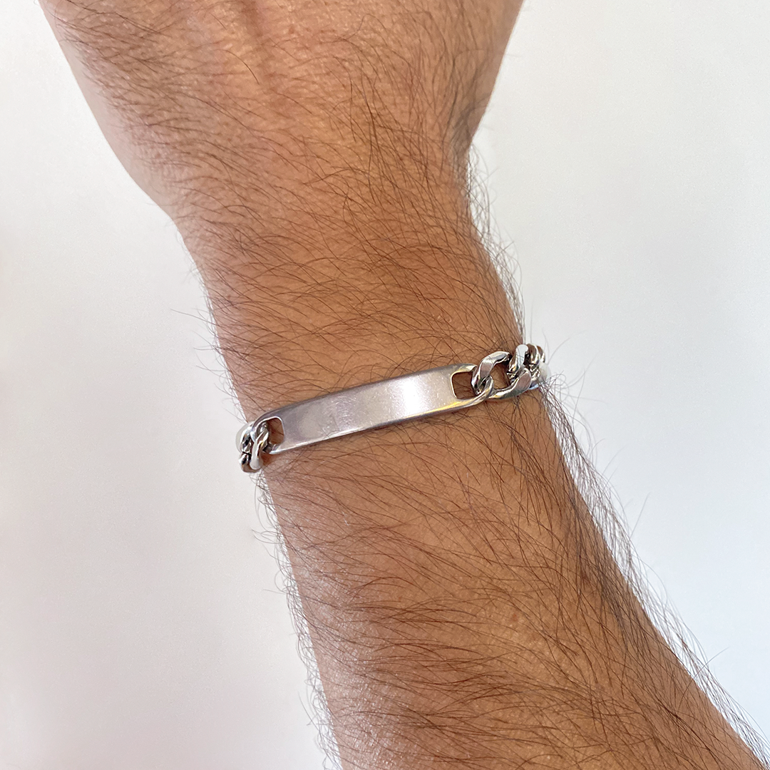 Pulsera Barbada de Acero para Hombre Personalizada