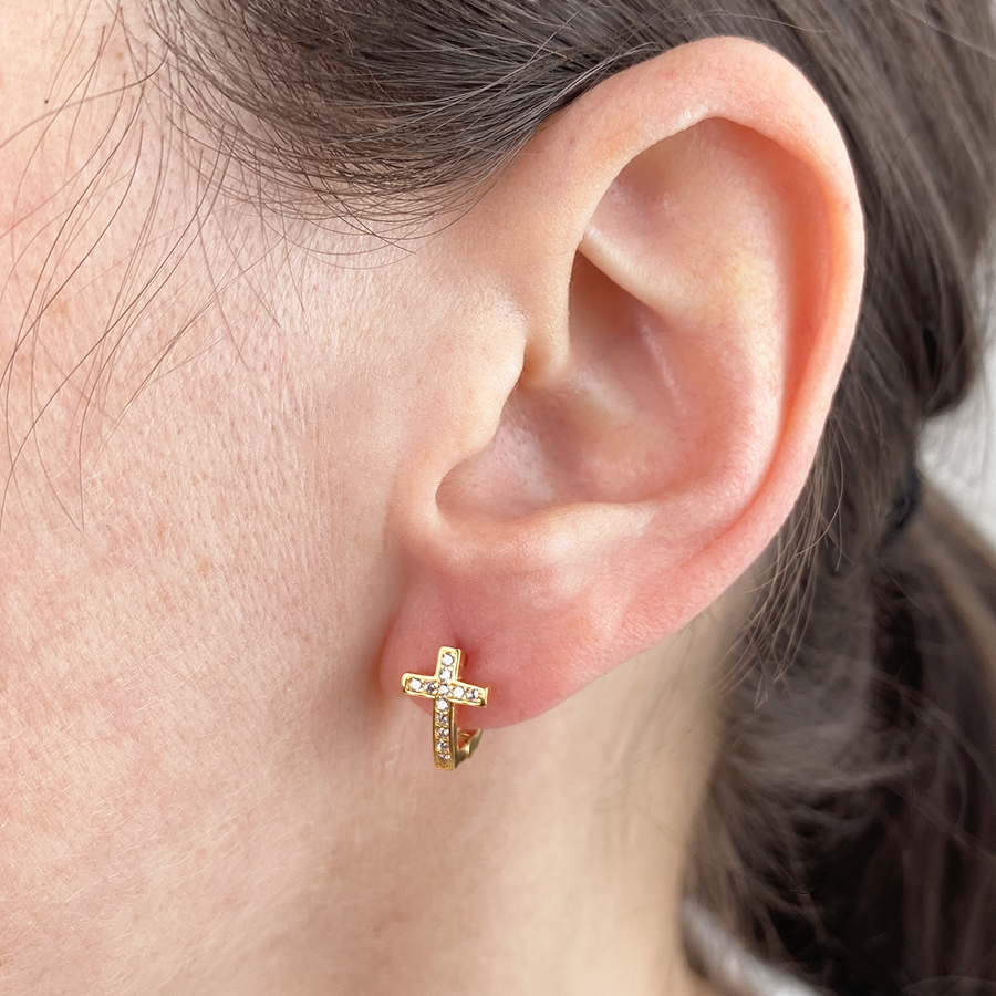 Pendientes Cruz de Plata 925 para Niña