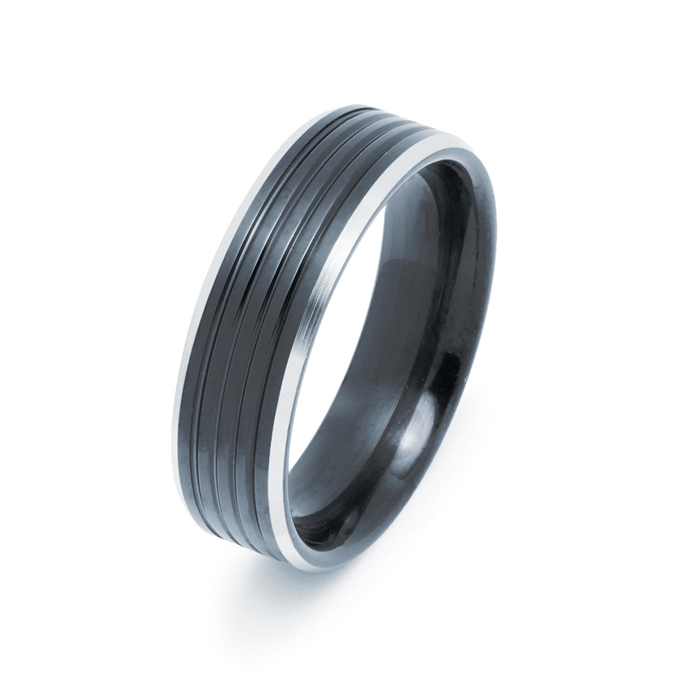 Anillo Negro de Acero para Hombre