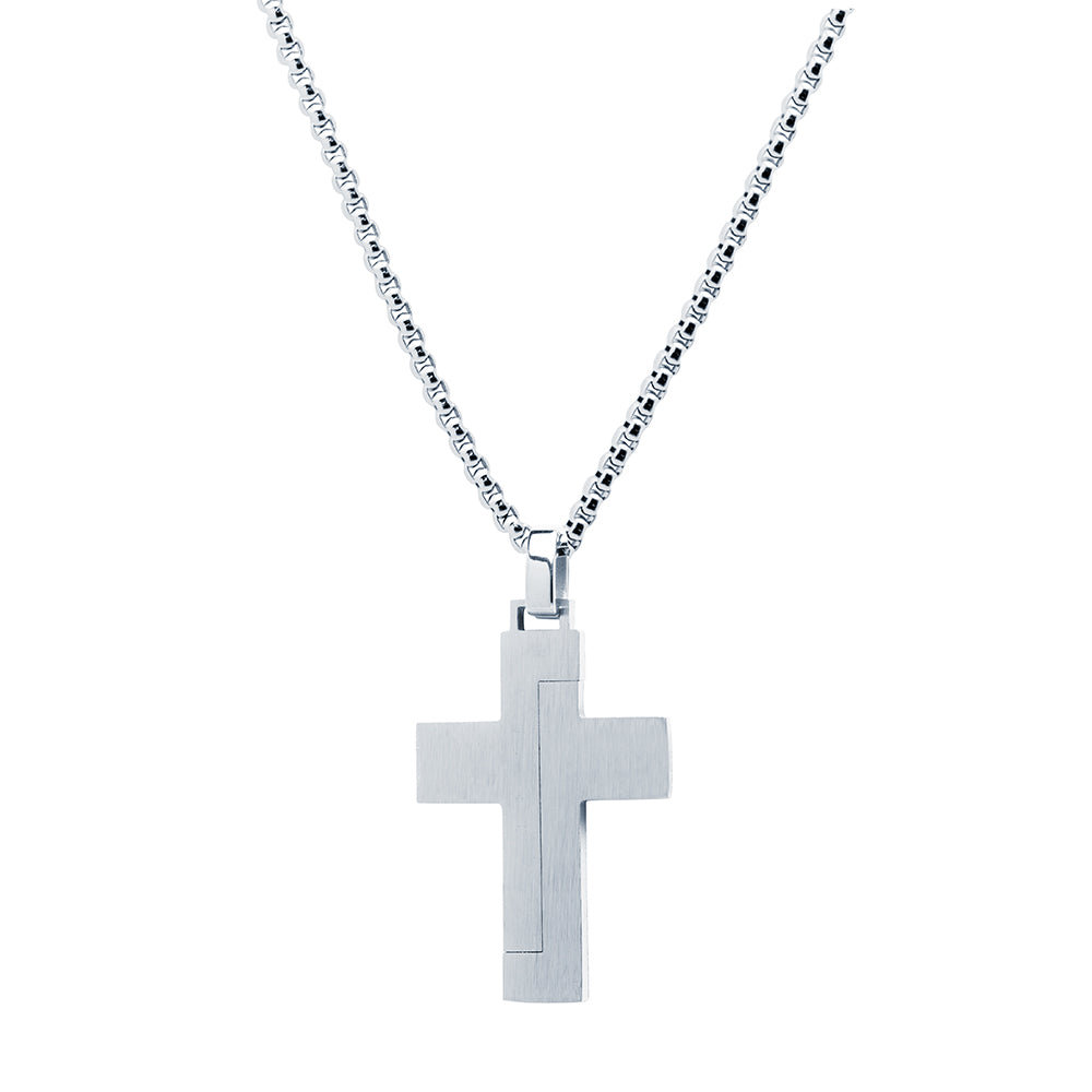 Colgante Cruz y Cadena de Acero para Hombre