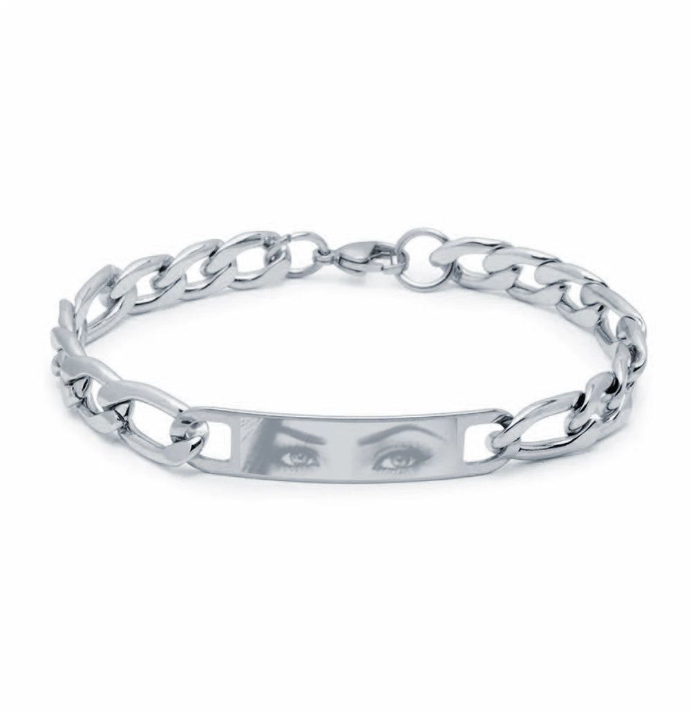 Pulsera Fígaro de Acero para Hombre Personalizada