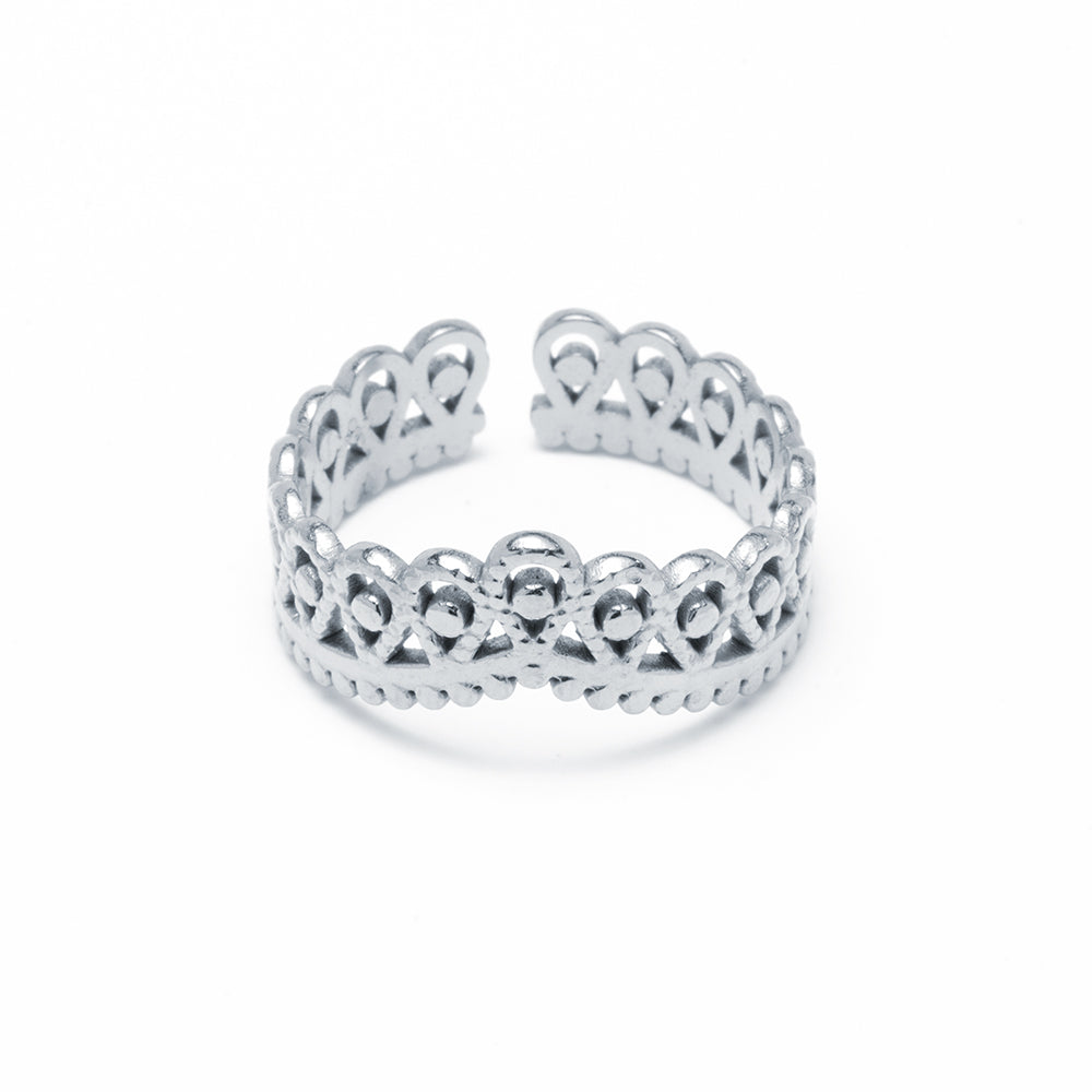 Anillo Corona Ajustable de Acero para Mujer