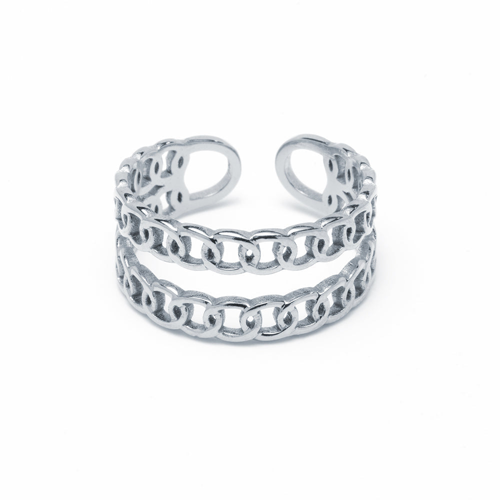 Anillo Doble Chain Ajustable de Acero