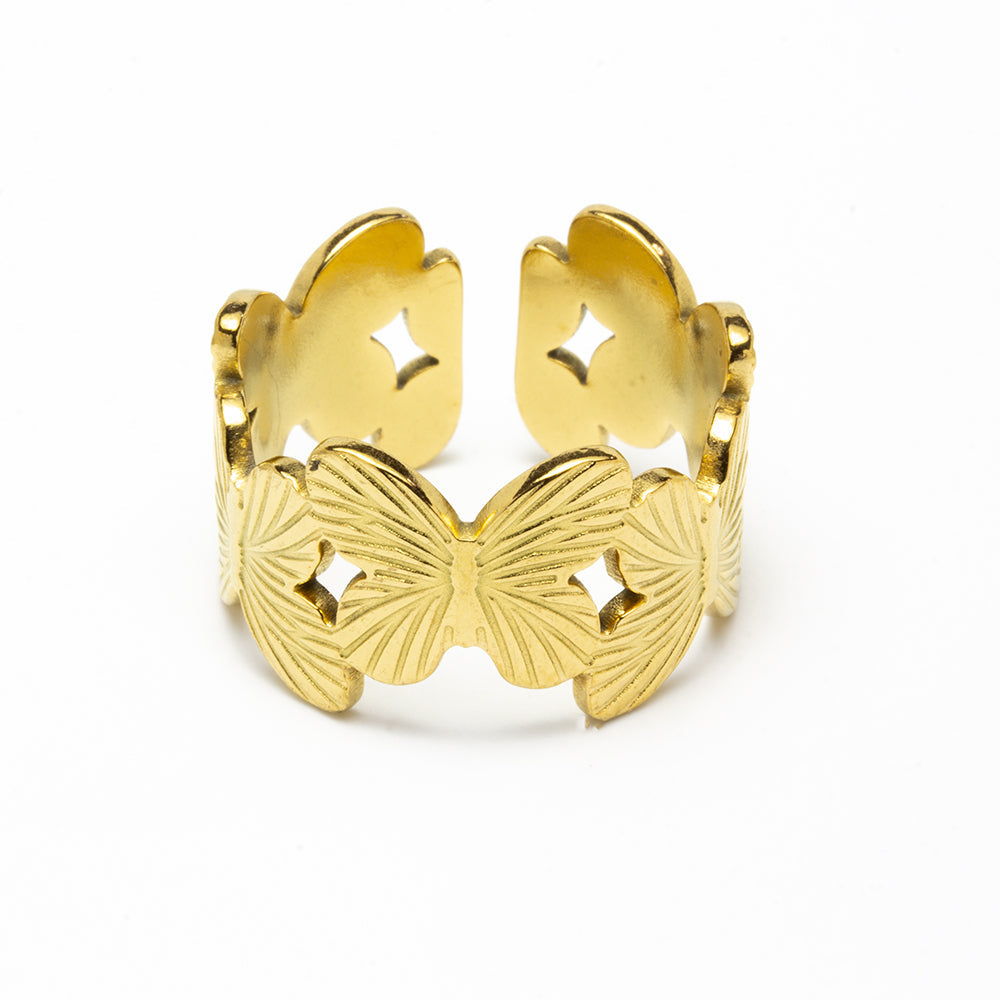 Anillo Mariposas Ajustable de Acero