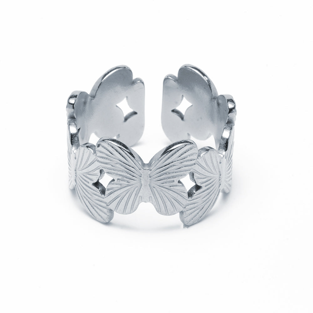 Anillo Mariposas Ajustable de Acero