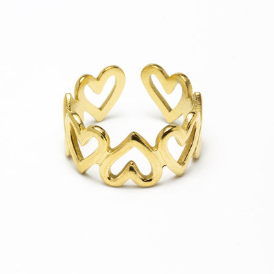 Anillo Ajustable para Mujer con Corazones