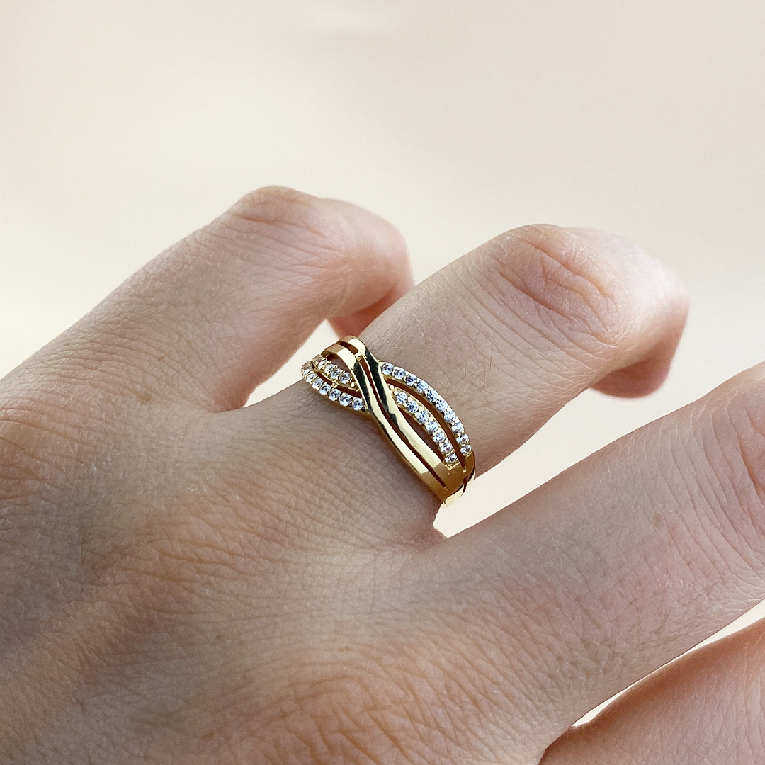 Anillo Bandas Circonita