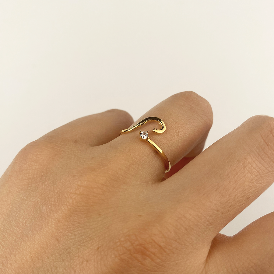 Anillo Ola con Circonita