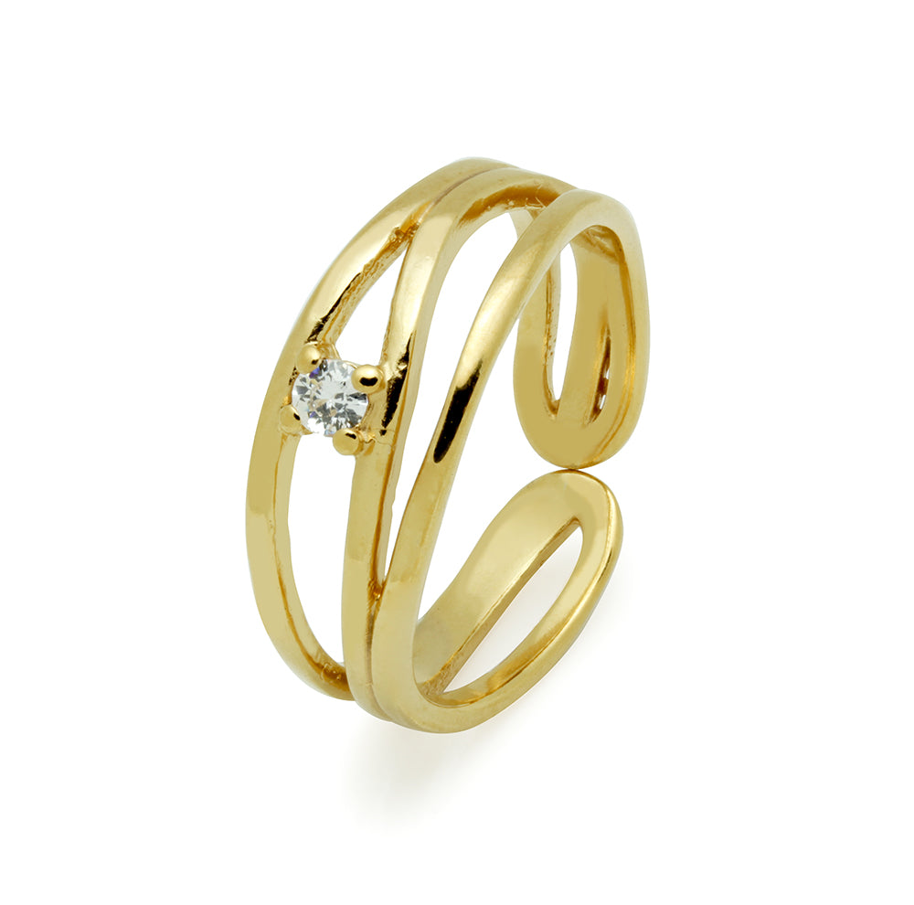Anillo Ondas con Circonita
