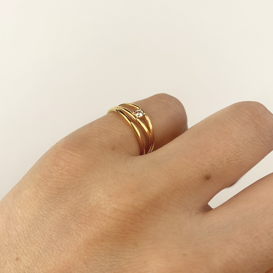 Anillo Ondas con Circonita