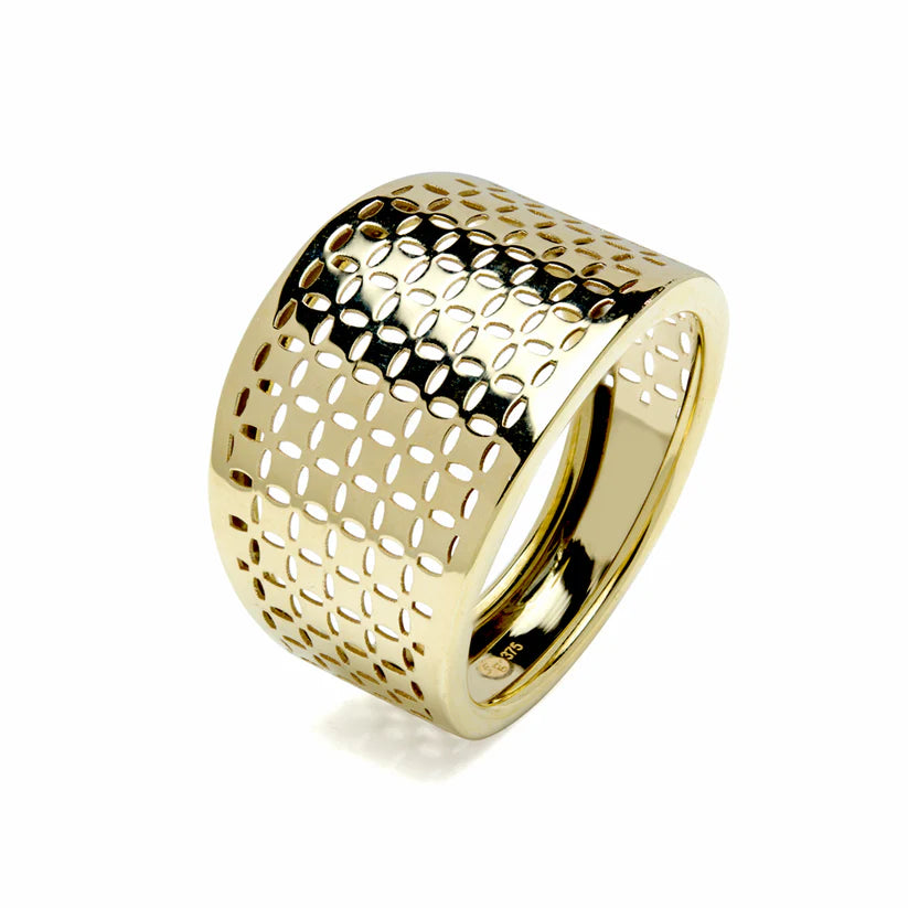 Anillo Ancho Calado de Oro 9K para Mujer