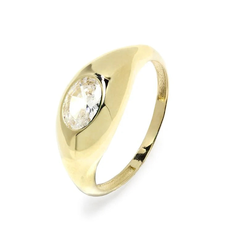 Anillo de Oro 9K para Mujer con Circonita Oval