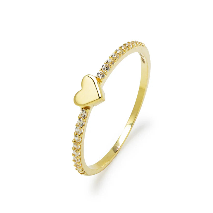 Anillo Corazón de Oro 18K con Circonitas