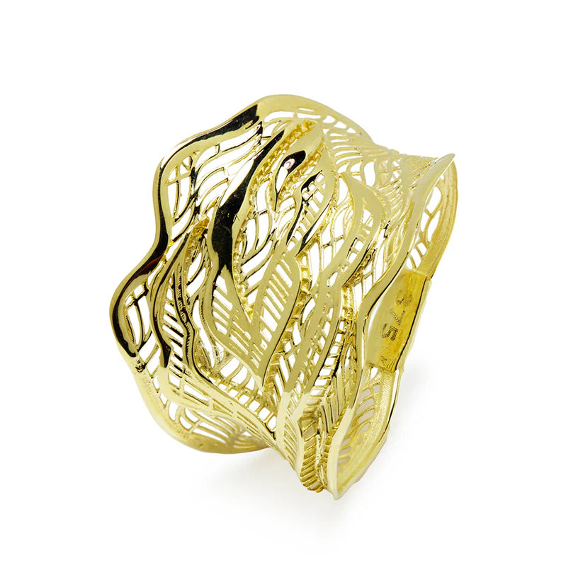 Anillo Onda Filigrana de Oro 9K para Mujer