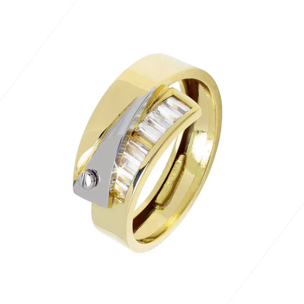 Anillo Bicolor de Oro 18K con Circonitas