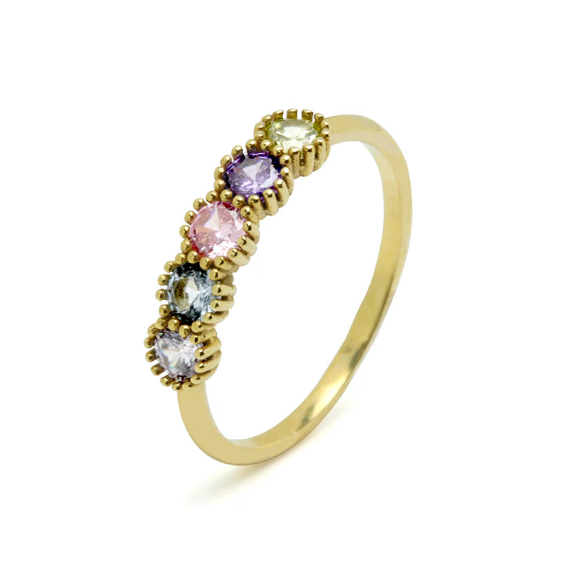 Anillo de Oro 9K con Circonitas de Colores