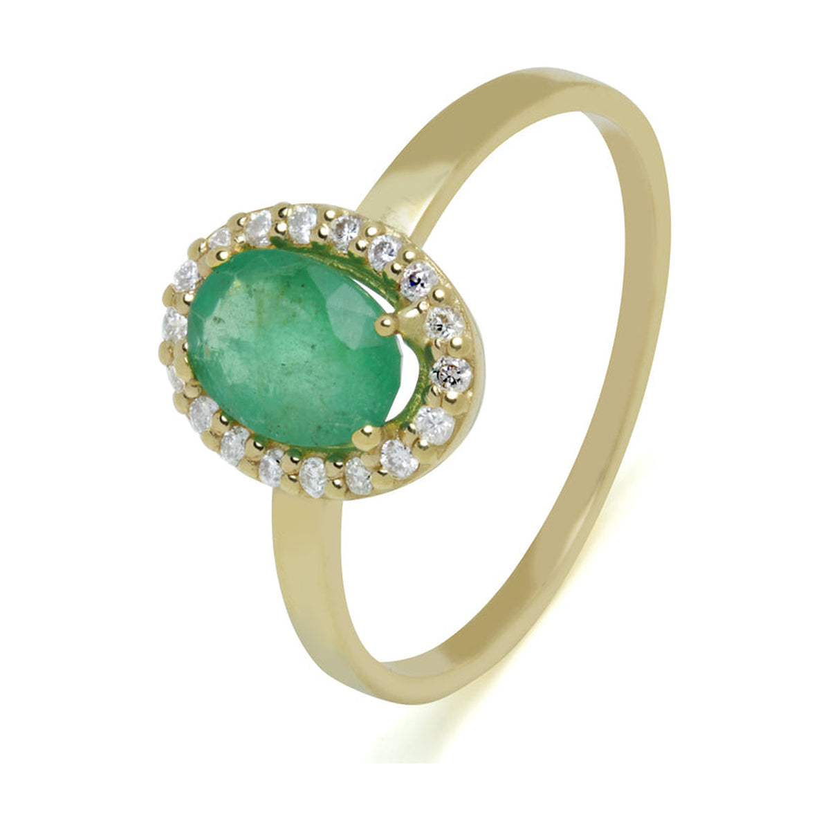 Anillo de Oro 9K con Esmeralda y Diamantes