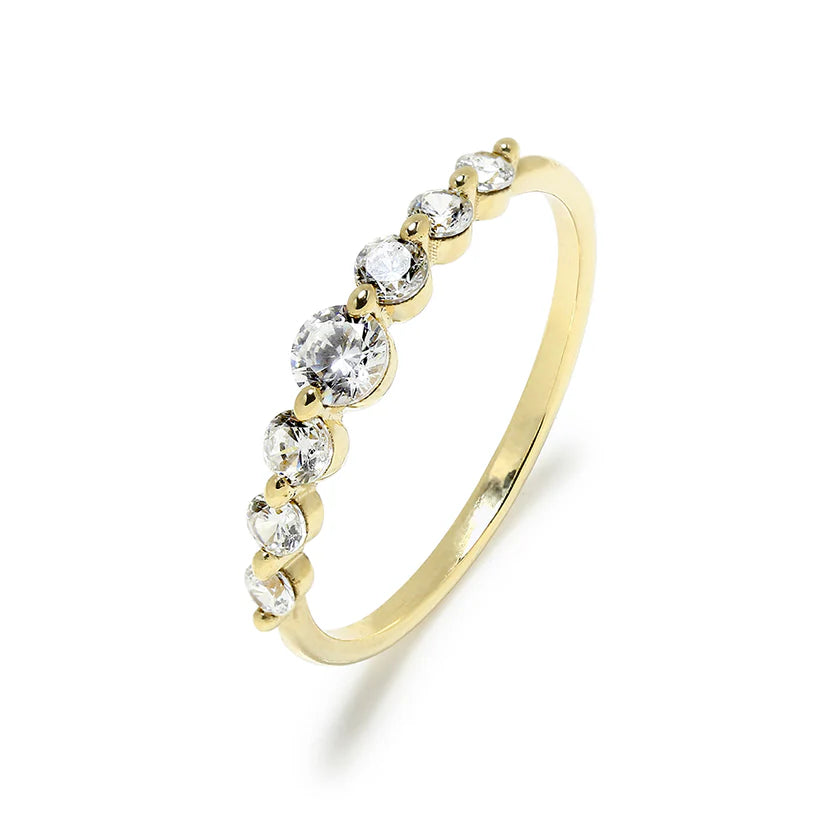 Anillo de Oro 9K para Mujer con Circonitas Redondas