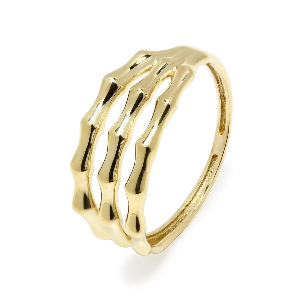 Anillo 3 Ramas de Bambú de Oro 9K