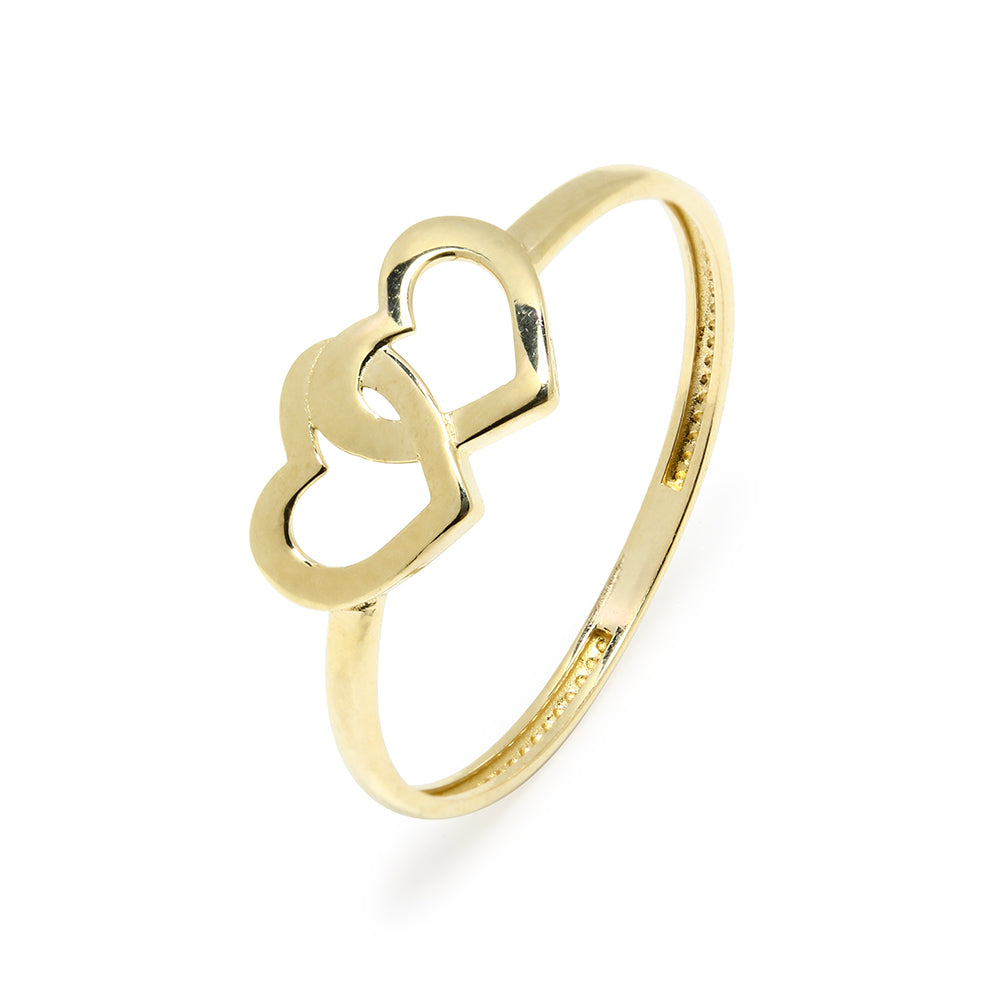 Anillo de Oro 9K con Corazones Entrelazados
