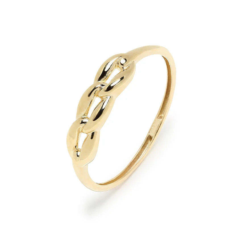 Anillo Eslabón Barco Liso de Oro 9K