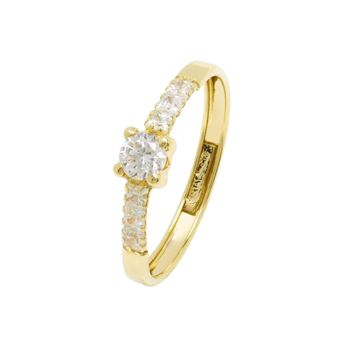 Anillo Solitario de Oro con Circonita