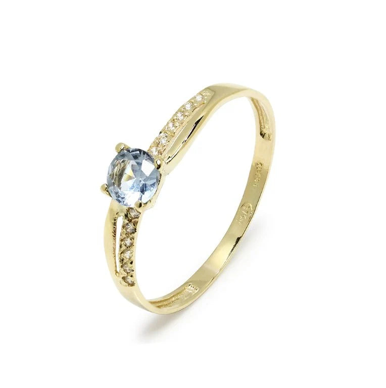 Anillo Solitario de Oro 9K con Circonitas