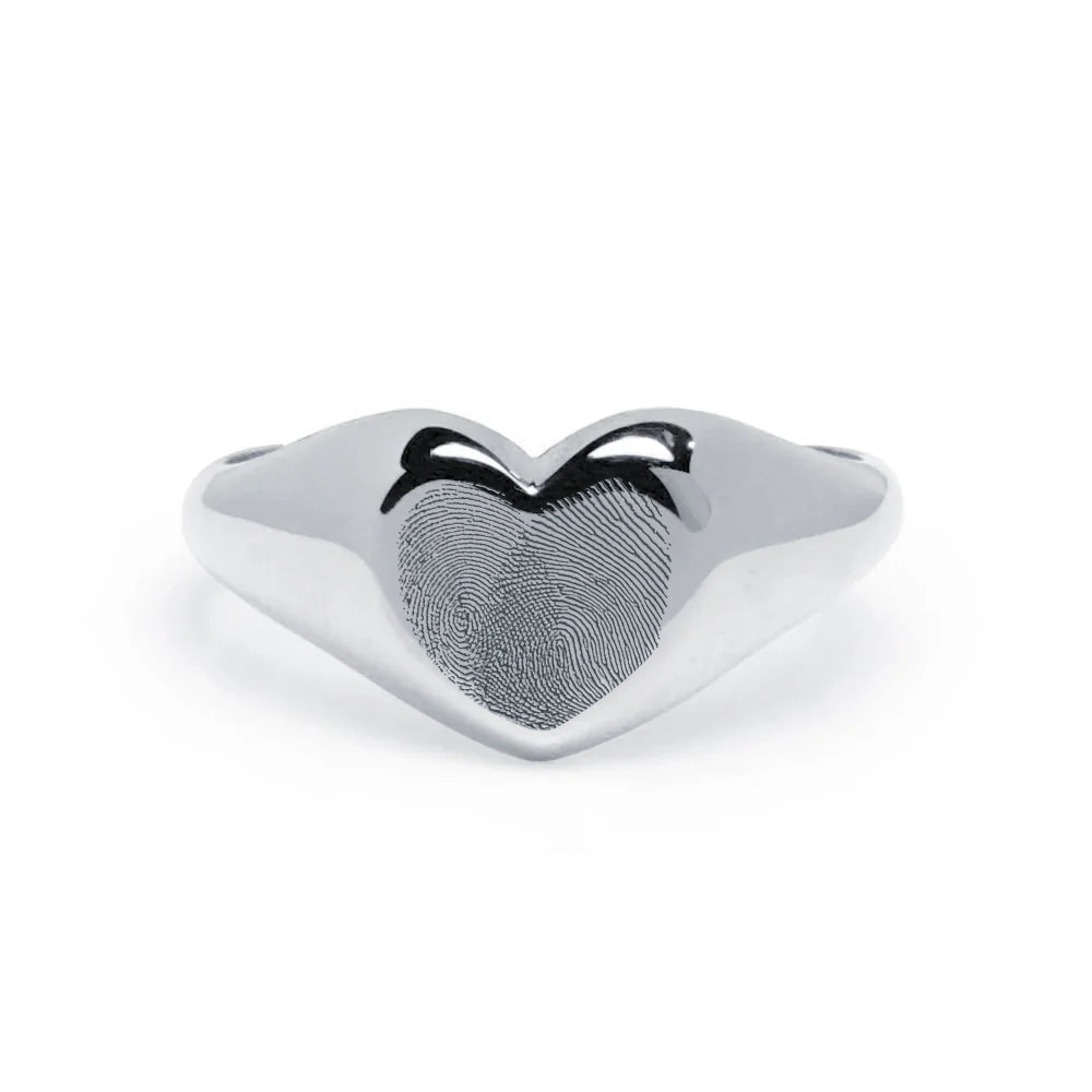 Anillo Huellas Corazón de Oro con Huella Grabada